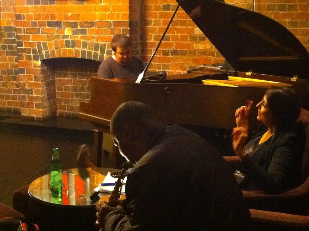 Mark Steadman at the piano in the Vaults, Birmingham