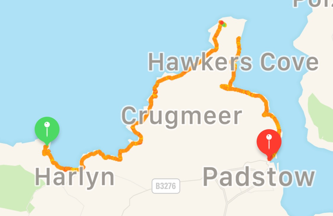 The route, as tracked by my Apple Watch (the break is where I forgot to resume the workout)