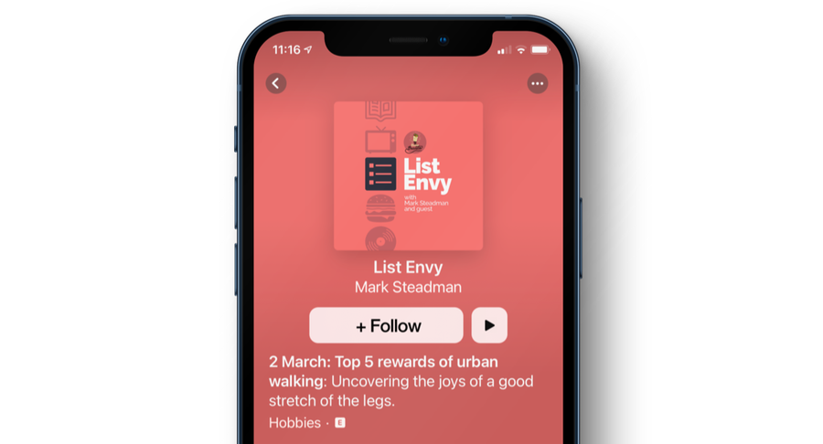 Apple Podcasts follow button mockup