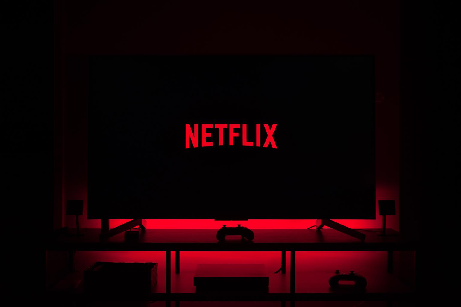 Netflix logo in a moody setting